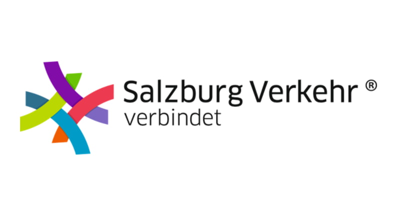 Salzburg Verkehr Logo mit bunten Strichen