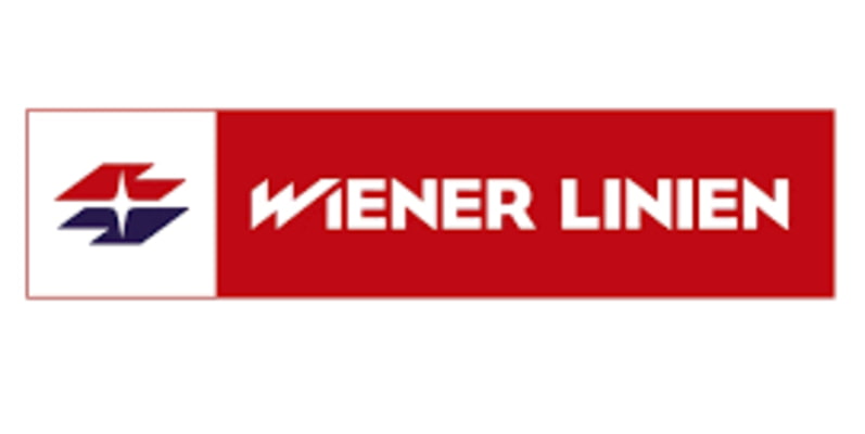 Wiener Linien Logo weiß auf rot mit rot-grauem Zeichen