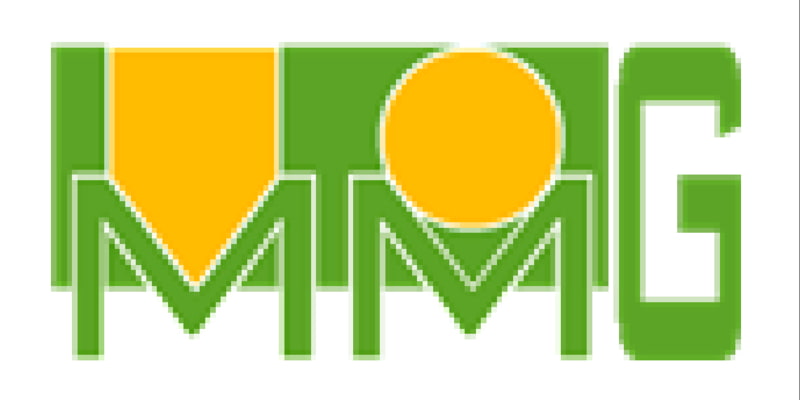 MMG Logo grün mit gelbem Pfeil und Kreis