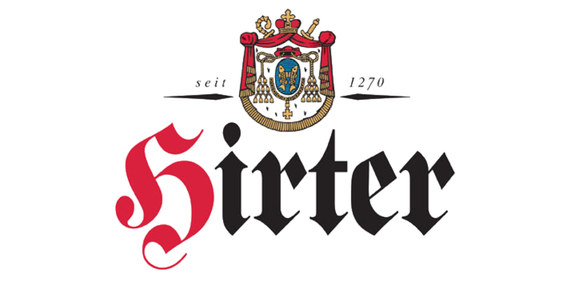 Hirter Bier Logo schwarz und rot mit Emblem