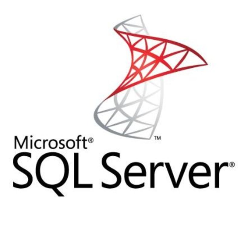 microsoft SQL Server Logo schwarz mit rot-grauem Zeichen