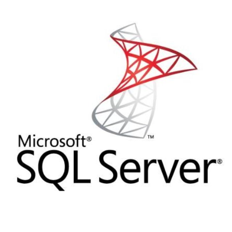 microsoft SQL Server Logo schwarz mit rot-grauem Zeichen