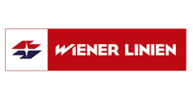 Wiener Linien Logo weiß auf rot mit rot-grauem Zeichen