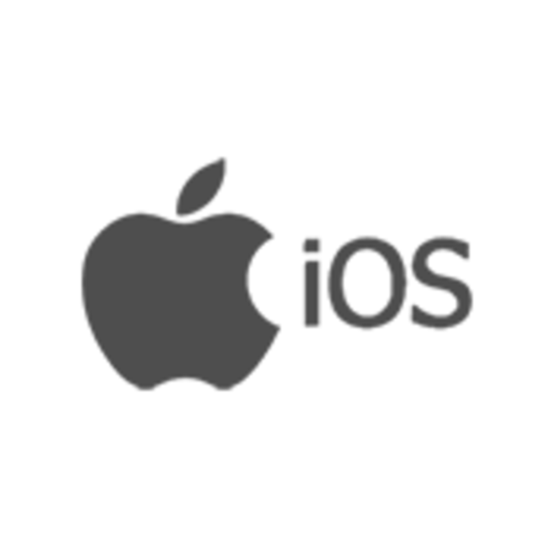 ios Logo grau mit angebissenem Apfel