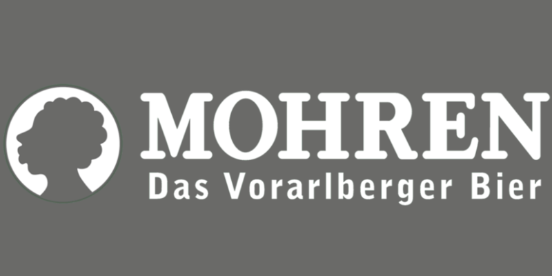 Mohren Brauerei Logo weiß auf grauem Hintergrund